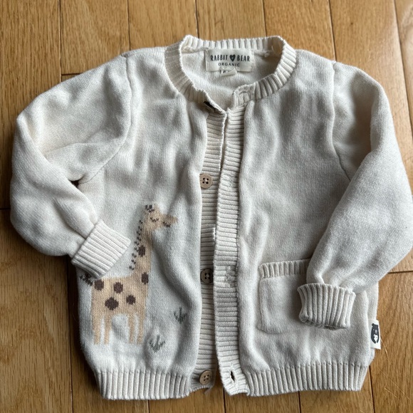 Rabbit + Bear Other - Rabbit & Bear Cream Kids Sweater with Giraffe Design